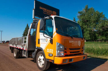 Barricades and Signs branded truck