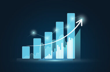 A Virtual Growth bar charts Financial Graph On Digital Technology Strategy Background With Finance Data Marketing Chart Analysis Report Or Success Investment