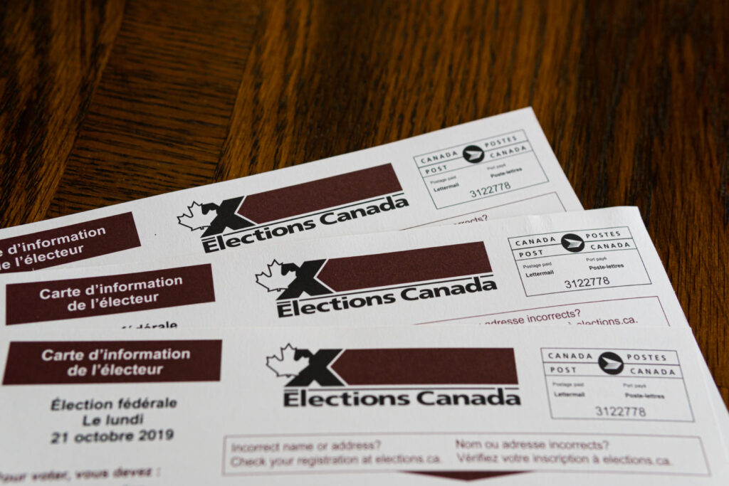 Election Canada voters registration cards for federal elections