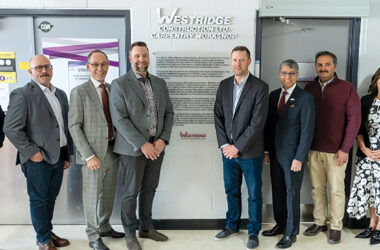 Group photo in front of Westridge Construction Carpentry Workshop