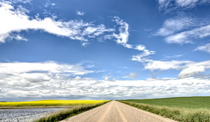 Prairie Road and School House Saskatchewan Canada