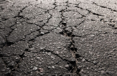 Close-up of weathered pavement