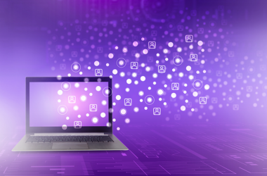 Illustration of laptop and techy stuff