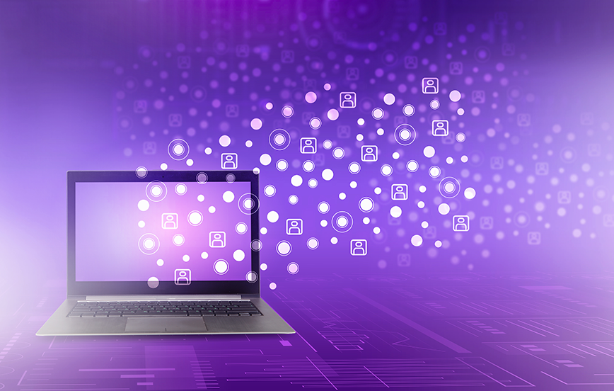 Illustration of laptop and techy stuff