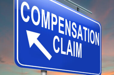 Illustration depicting a roadsign with a compensation claim concept