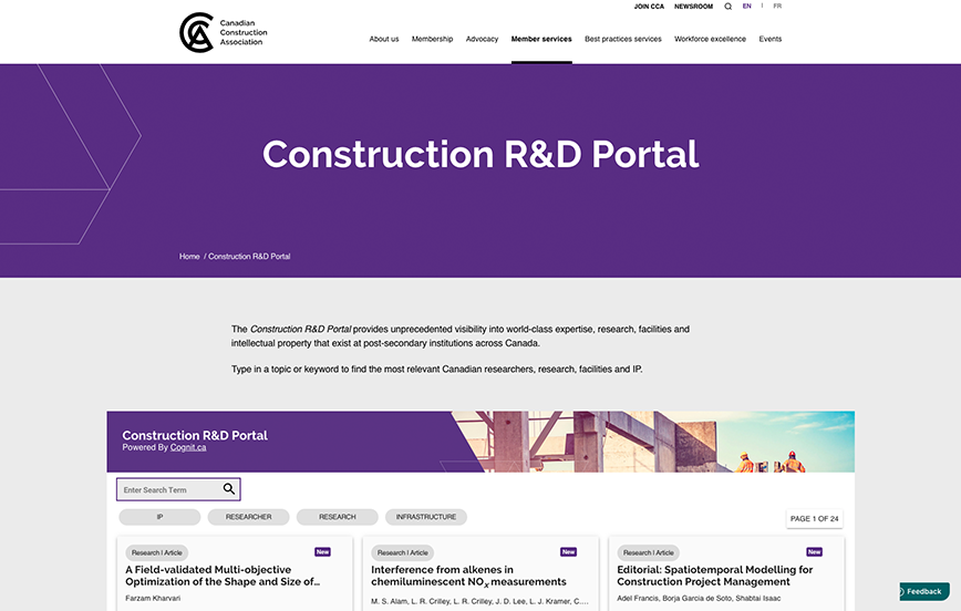 Screencap of R&D portal