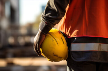 Manager man industrial engineer building yellow business helmet work hand safety wear construction