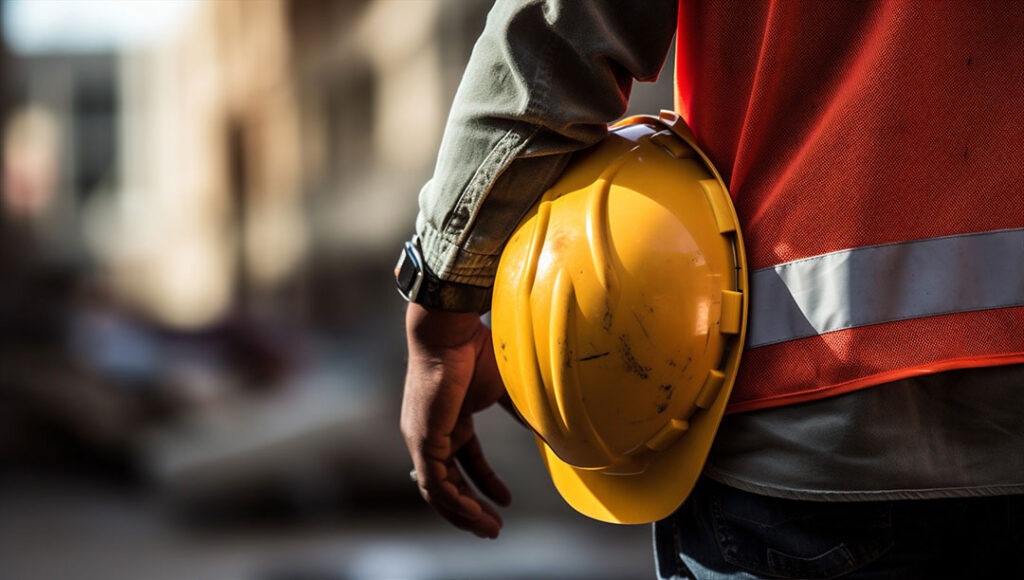 Man holding a yellow hardhat