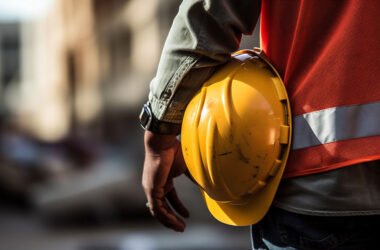 Man holding a yellow hardhat