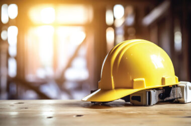 Yellow hard hat laying on the ground