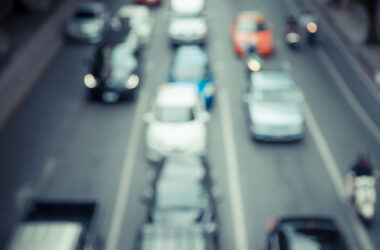 Blur image of traffic jam in the city