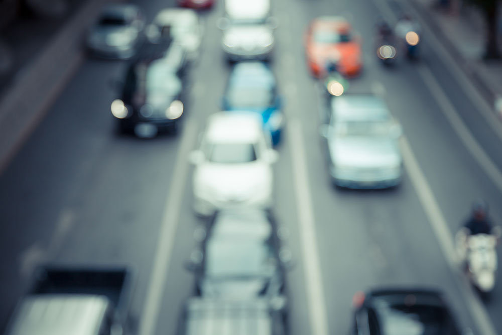 Blur image of traffic jam in the city