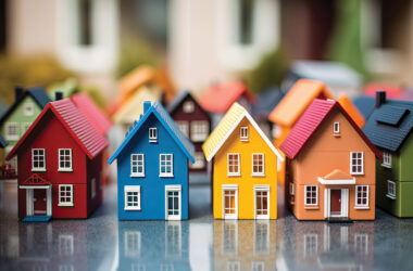 Rows of colourful toy houses