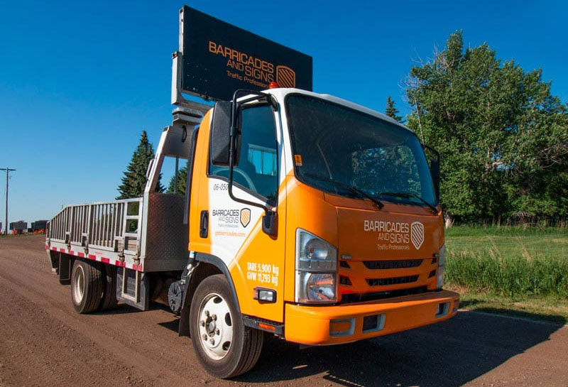 Barricades and Signs branded truck