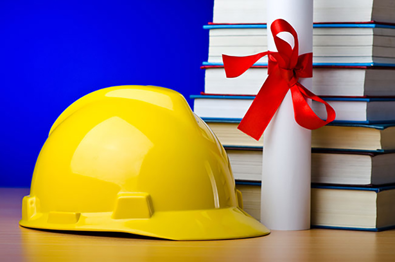 Concept of industrial education with hard hat