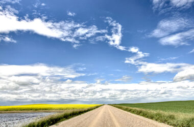 Prairie Road and School House Saskatchewan Canada