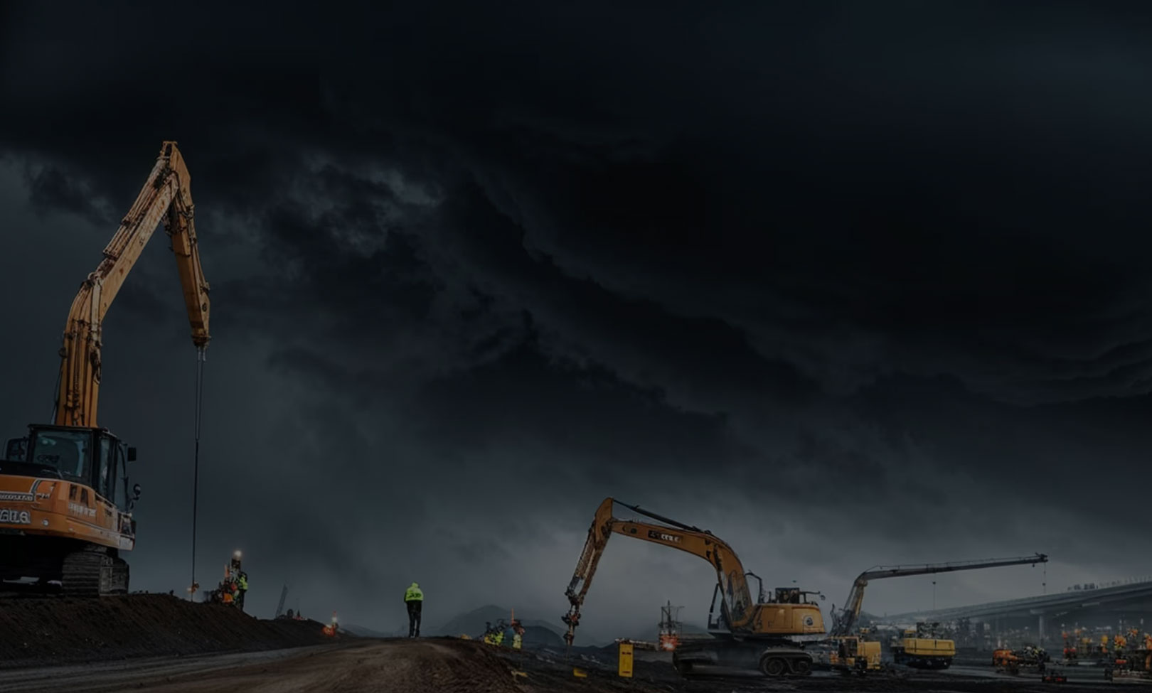 heavy machinery against dark night sky