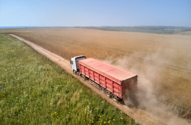 Transportation of grain after being harvested by combine harvester during harvesting season