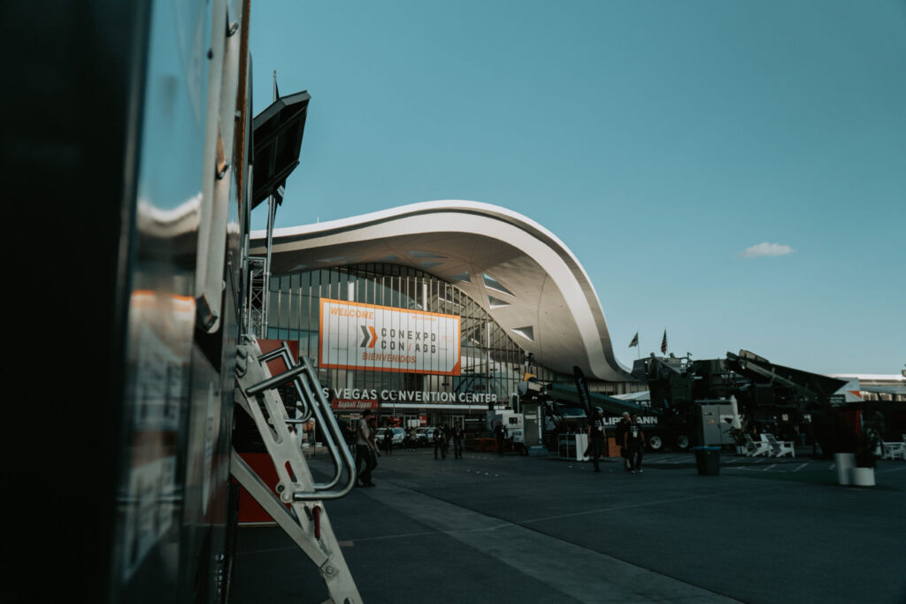 CONEXPO-CON/AGG banner affixed to the Las Vegas Convention Center
