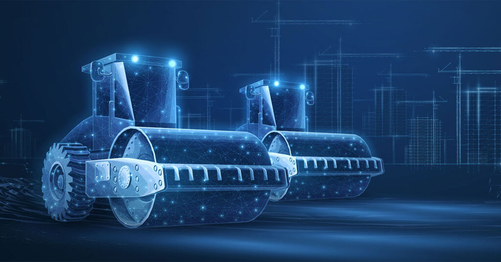 Artist rendering of highway construction equipment