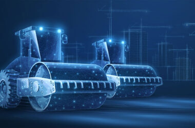 Artist rendering of highway construction equipment