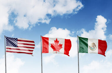 Vector Flags of NAFTA Countries Canada, United States of America and Mexico.